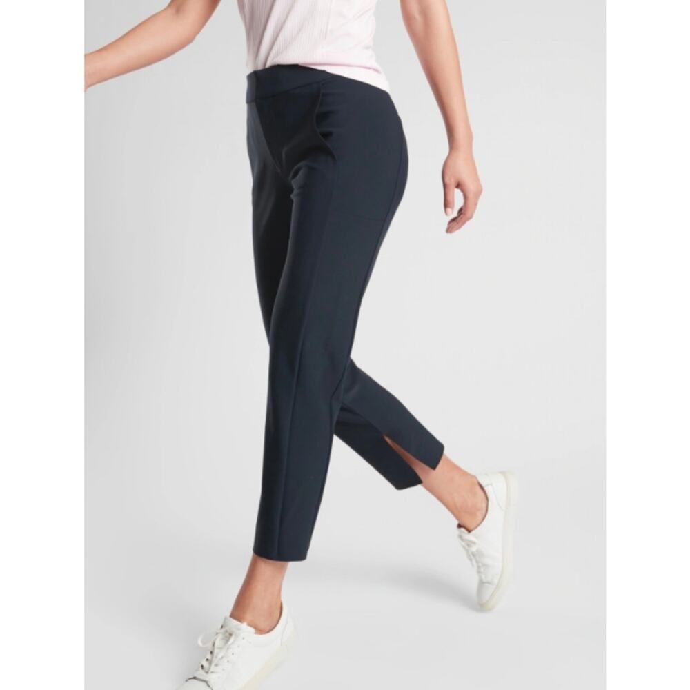 Athleta Stellar Crop Trouser Pants In Black Size 12
